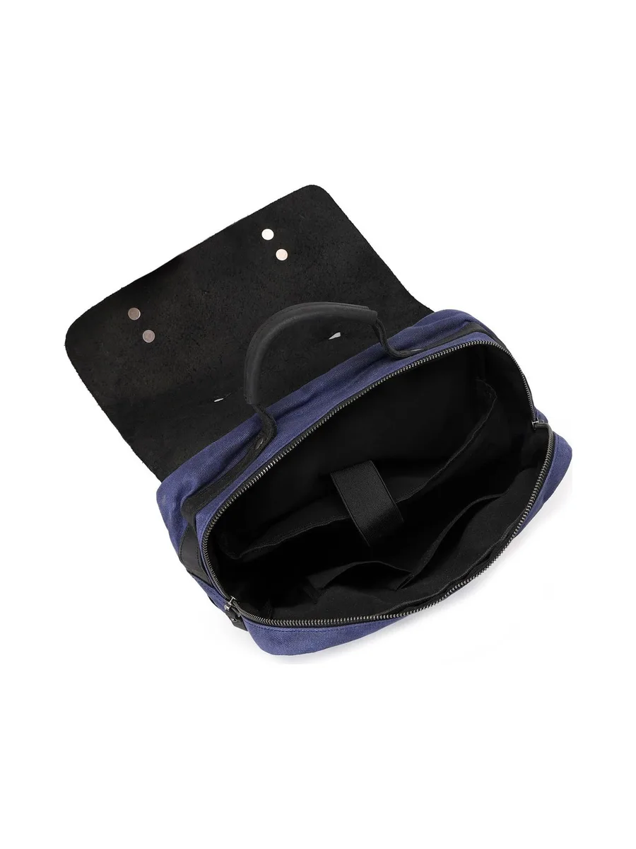 ED - Sac à dos en cuir véritable et toile enduite - Bleu 38
