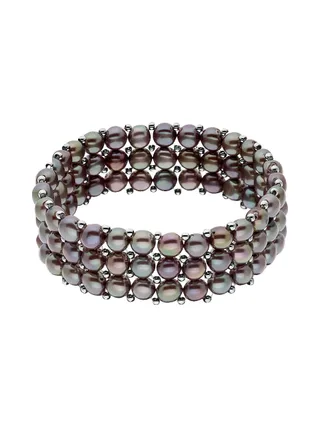 Bracelet 3 Rangs Véritables Perles d'Eau Douce 4 mm — 18 cm 1