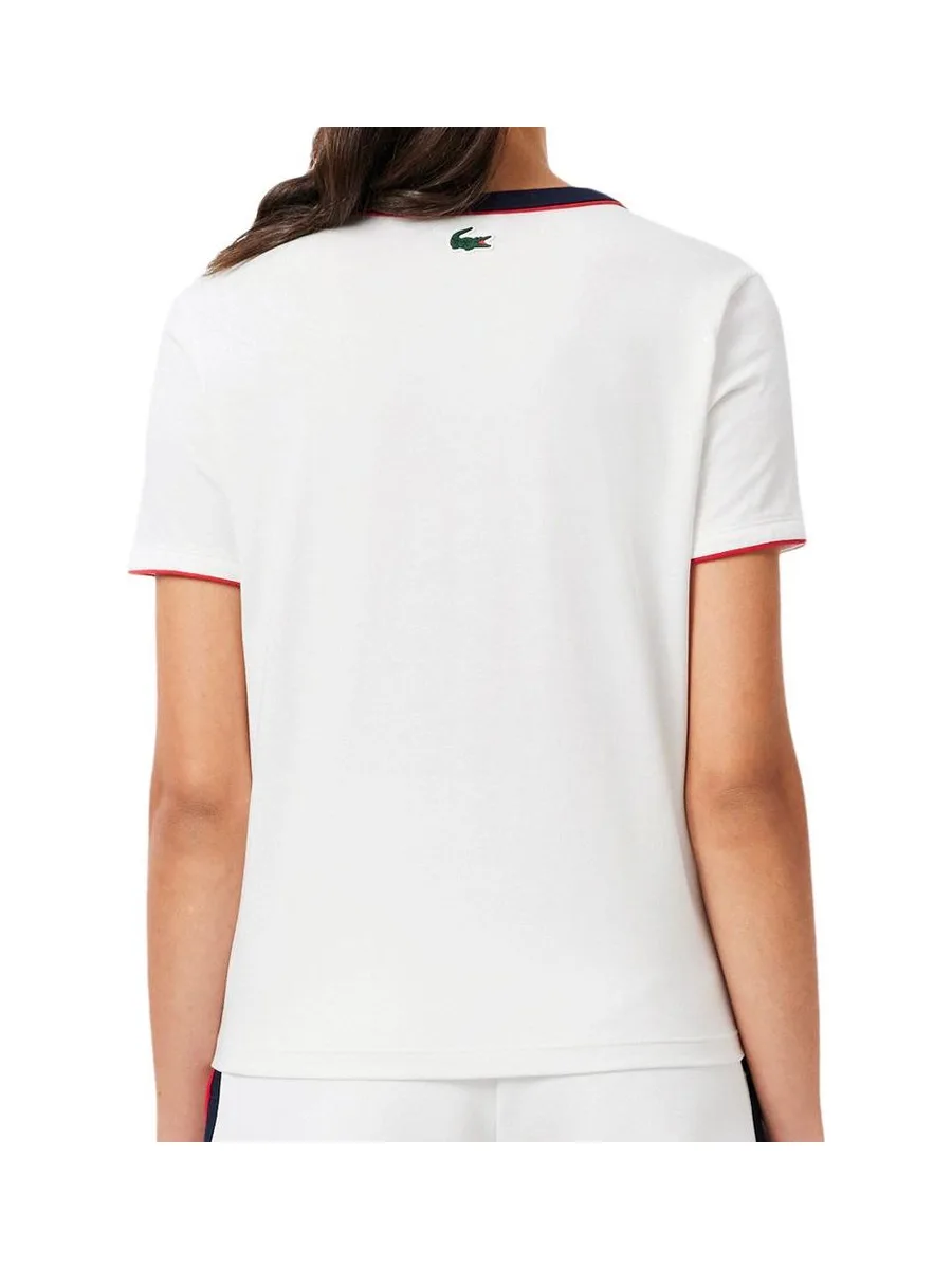 T-shirt Blanc Femme Lacoste Ultra Dry Heritage Badge 2