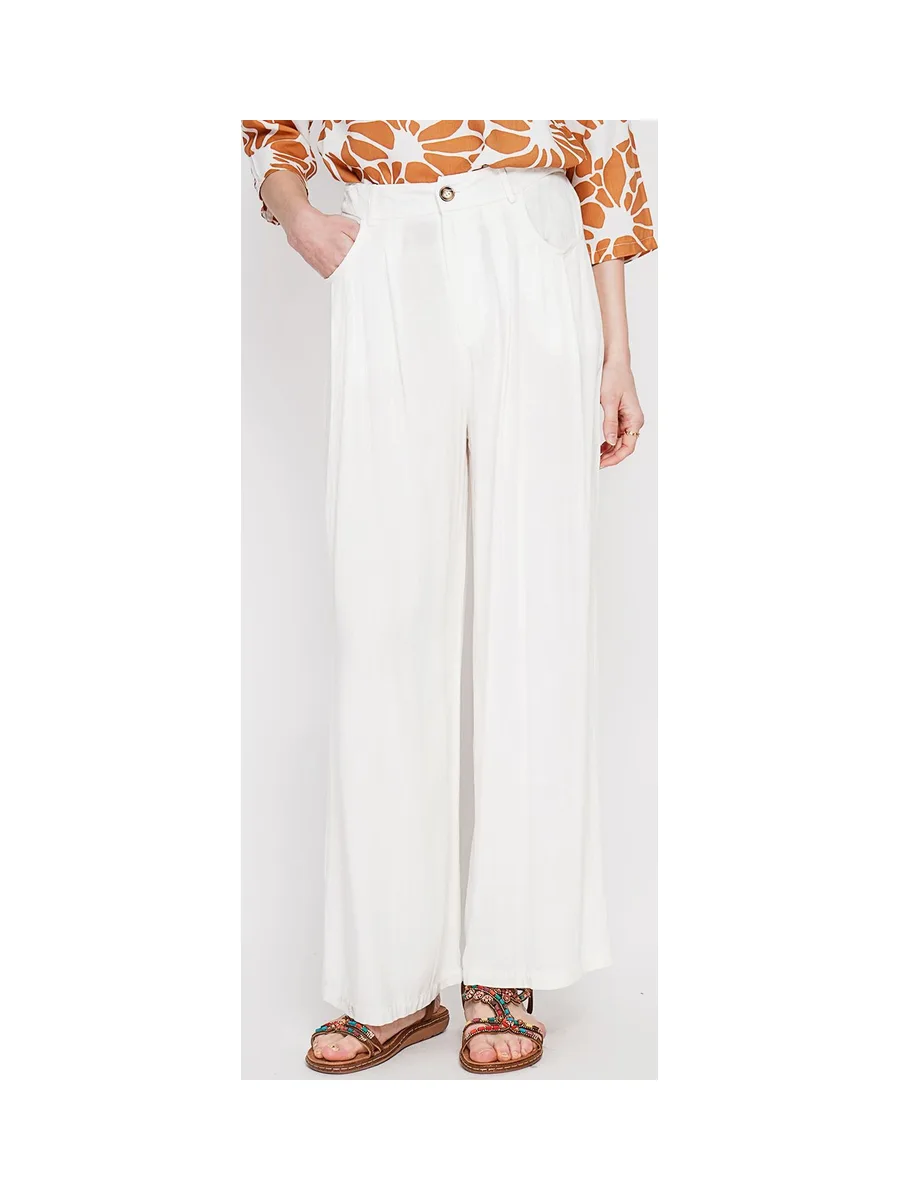 Pantalon coupe ajusté à jambe large fermeture zippée avec ceinture 5