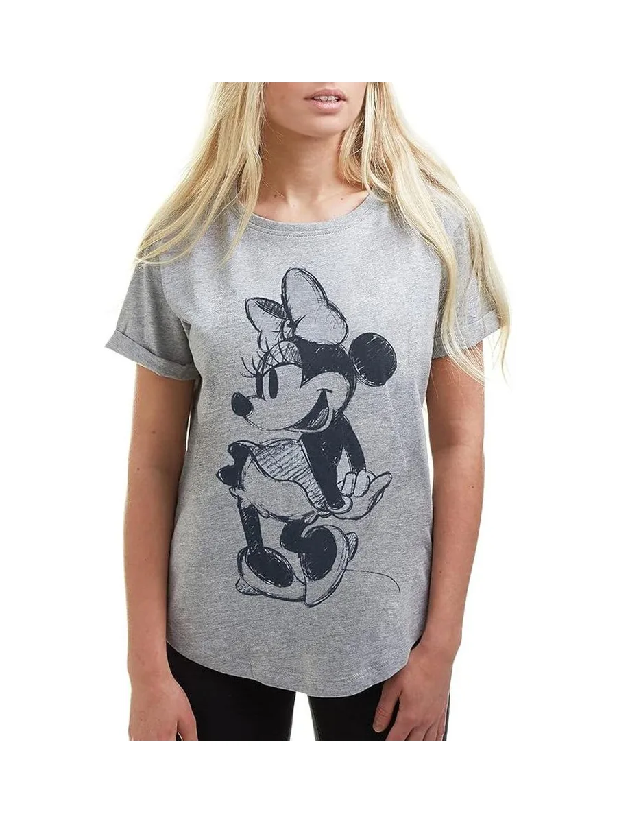 T-Shirt Gris Femme Disney Minnie Sketch 2