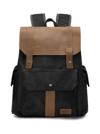 ALI - Sac à dos en cuir véritable et toile enduite - Bleu 25