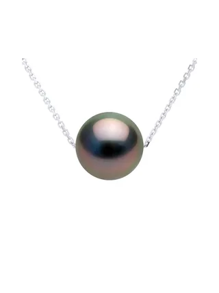 Collier Véritable Perle de Tahiti Ronde 8-9 mm — Or Blanc 375 Millièmes — 42 cm 1