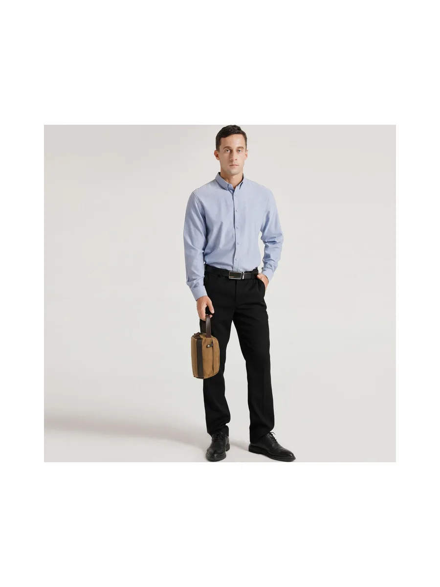 TONY - Trousse de toilette en cuir véritable et toile enduite - Bleu 48