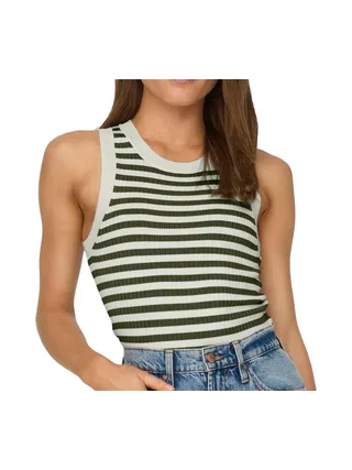 Top à Rayures Kaki/Ecru Femme JDY Aya 1