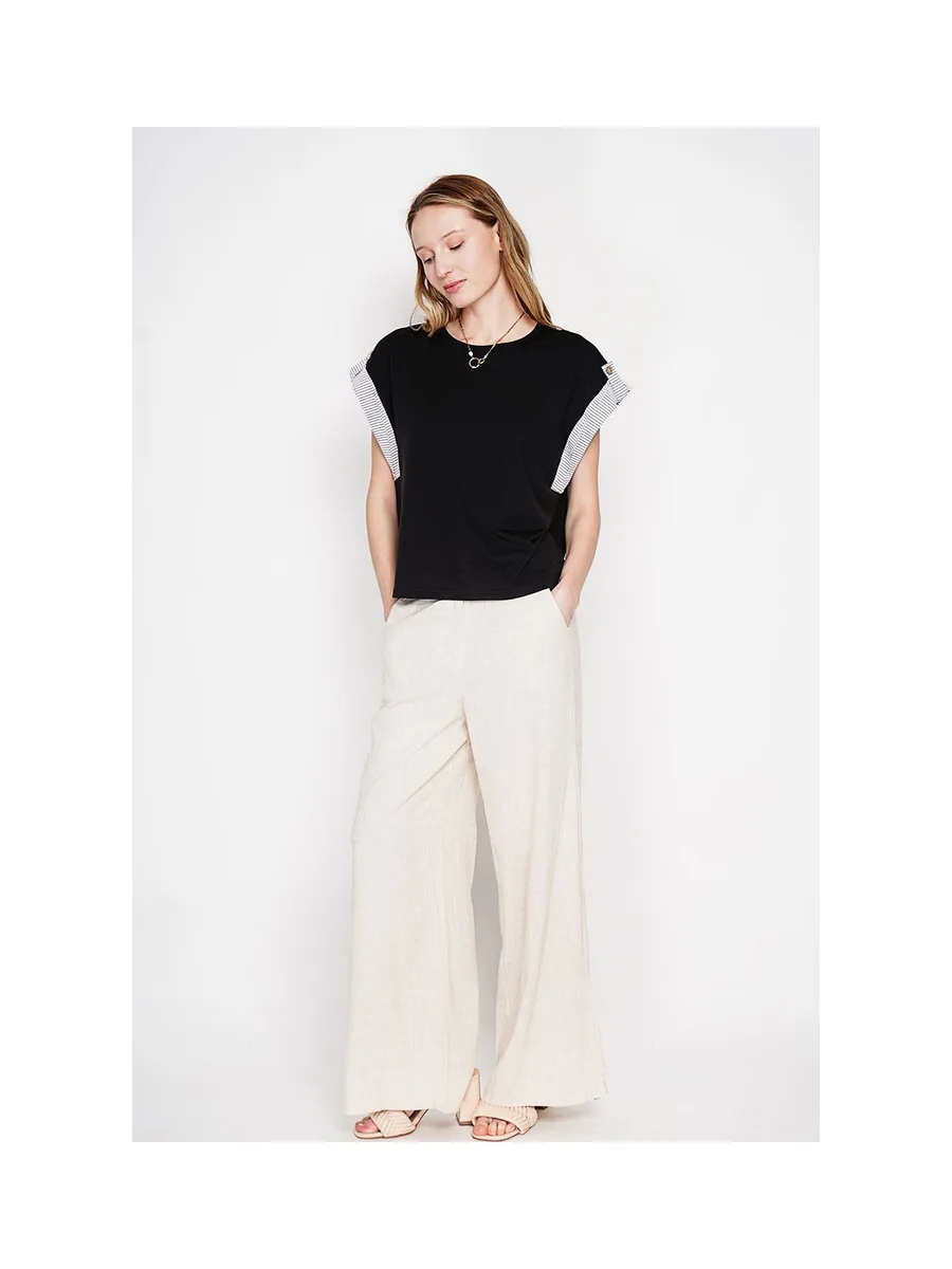 T-shirt col rond coupe oversize manches court avec patte boutons 22