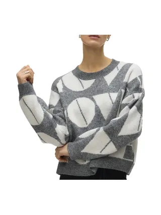 Pull Blanc/Gris Femme Vero Moda Love 1