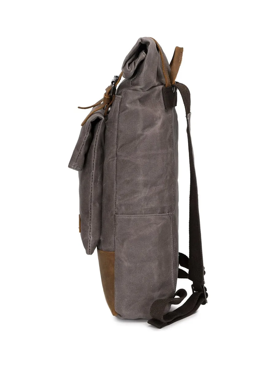 JACK - Sac à dos en cuir véritable et toile enduite - Bleu 19