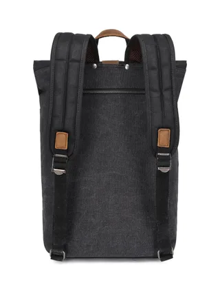 STAN - Sac à dos en cuir véritable et toile enduite - Bleu 28