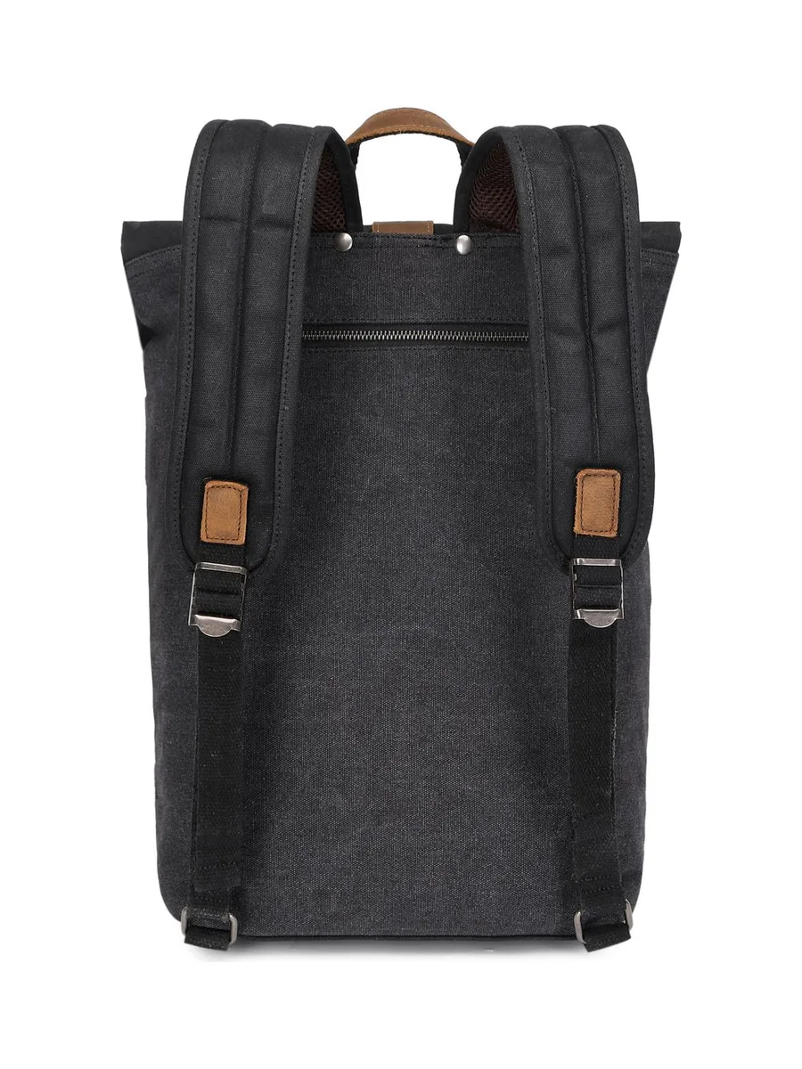 STAN - Sac à dos en cuir véritable et toile enduite - Bleu 60