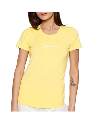 T-Shirt Jaune/blanc Femme Pepe jeans New Virginia 1