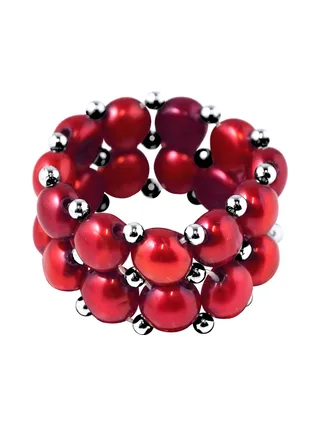 Bague 2 Rangs Véritables Perles d'Eau Douce 4 mm 3