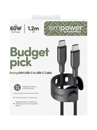 PanzerGlass empower™ by ® Racing 60W USB-C to USB-C Cable | USB 2.0 | 1.2M | Space Black USB cable 3