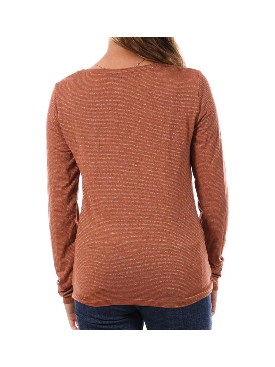 T-shirt Marron à rayures Femme Pieces Tamara 3