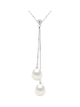Collier Véritables Perles de Culture d'Eau Douce Poires 8-9 mm — Or Blanc 375 Millièmes — 42 cm 1