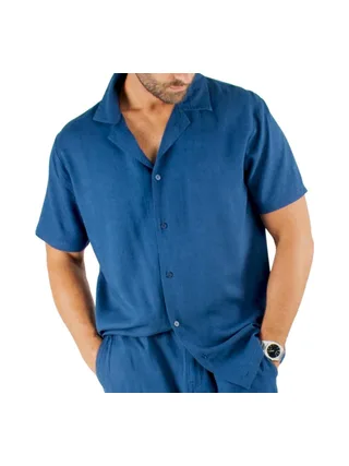 Chemise Marine Homme Paname Brothers Lin Ficelle 1
