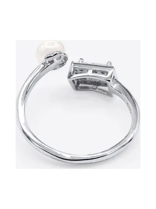 Bague Véritable Perle d'Eau Douce Bouton 5-6 mm — Argent 925 Millièmes Rhodié 5