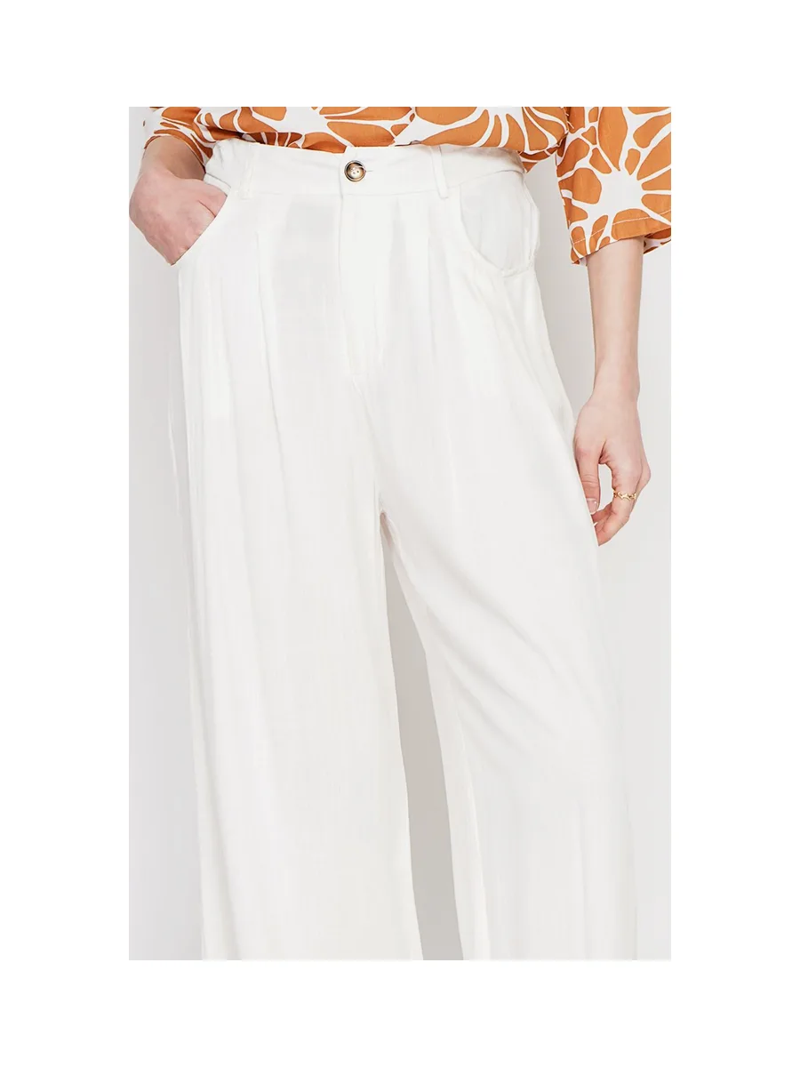 Pantalon coupe ajusté à jambe large fermeture zippée avec ceinture 6
