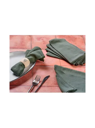 Serviette de table - 6 pièces - Lin et coton blanc crème 74