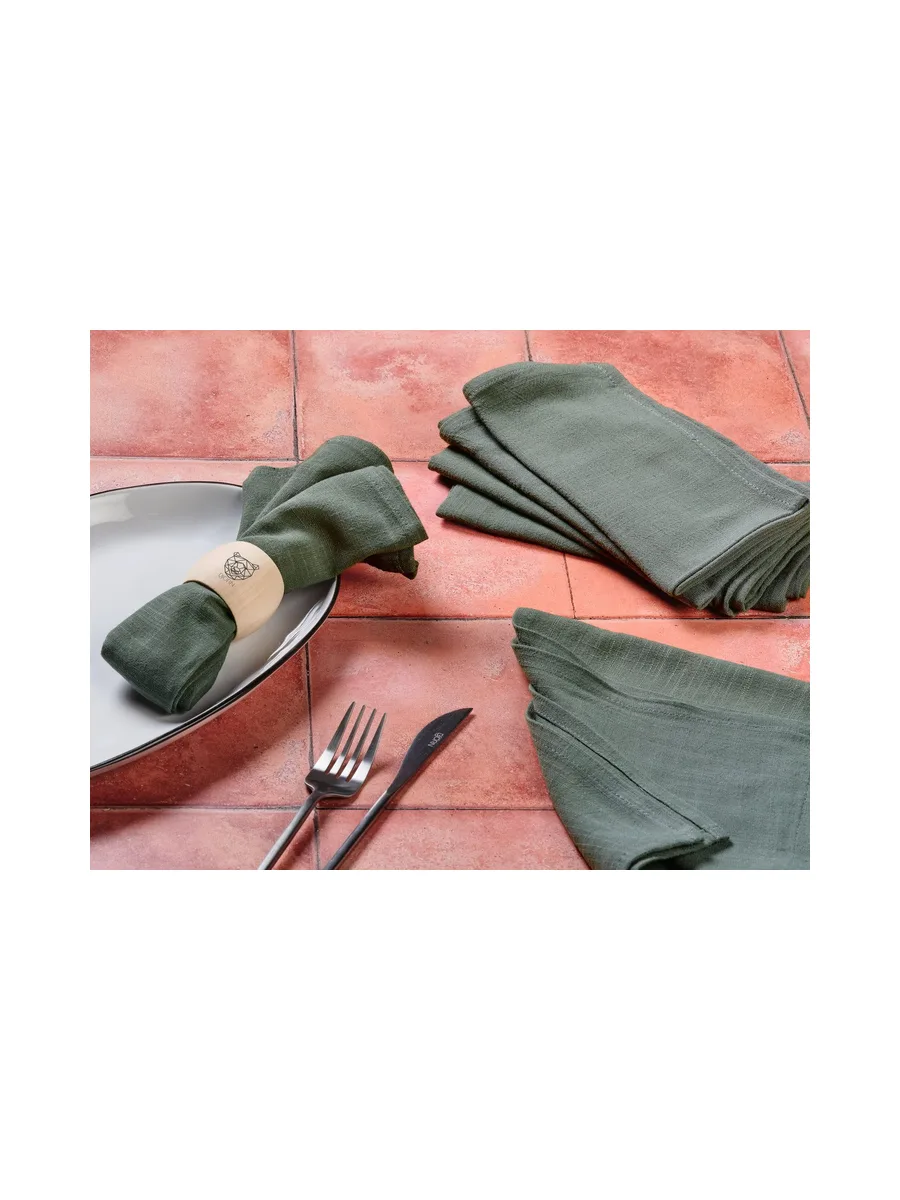 Serviette de table - 6 pièces - Lin et coton blanc crème 154