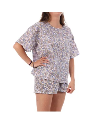 Pyjama Blanc/Rouge/Bleu Femme Lulu Castagnette Fleurs 1