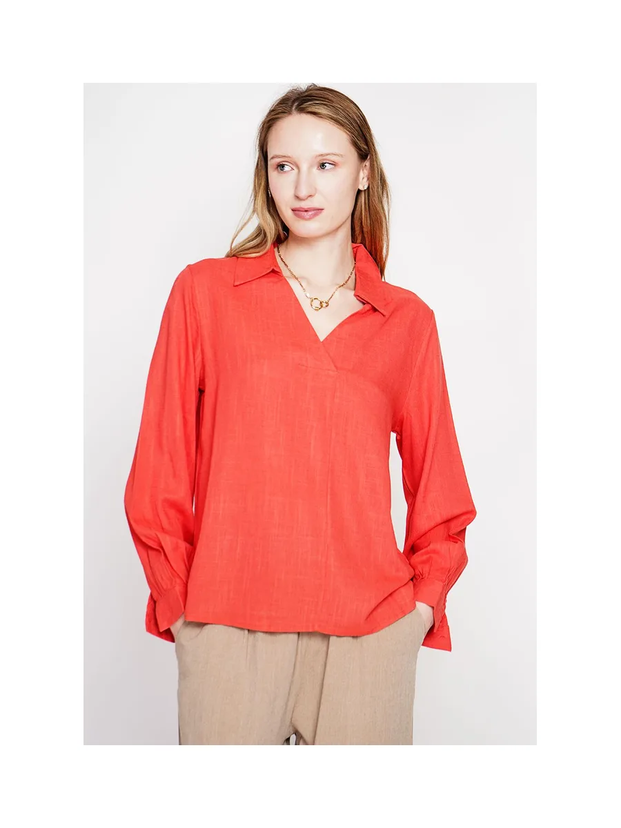 Blouse col chemise évasée à manche longueur 14
