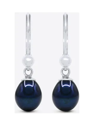 Boucles d'Oreilles Véritables Perles d'Eau Douce Poires 7-8 mm — Argent 925 Millièmes 1