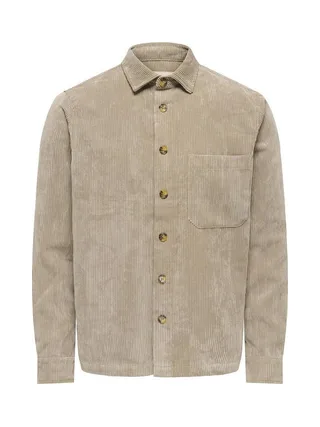 Surchemise En Velours Côtelé Beige Homme Only & Sons Corduroy 1
