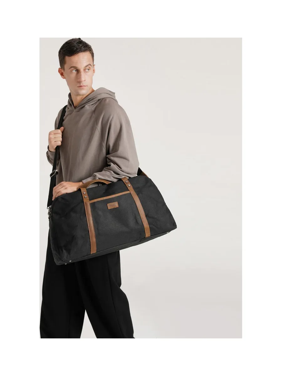 BOB - Sac de voyage en cuir véritable et toile enduite - Bleu 32