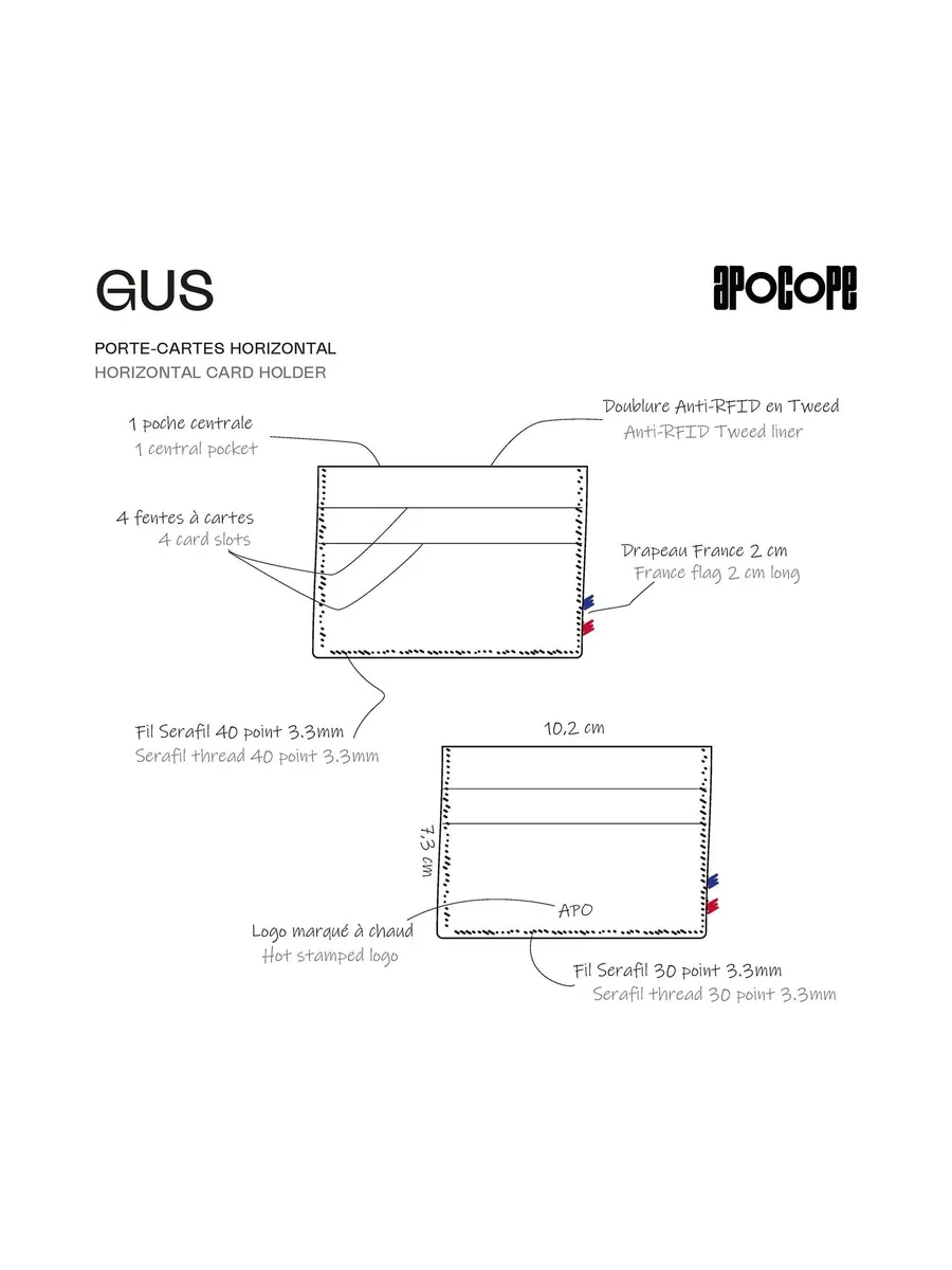 GUS - Porte-cartes horizontal en liège - Naturel 54