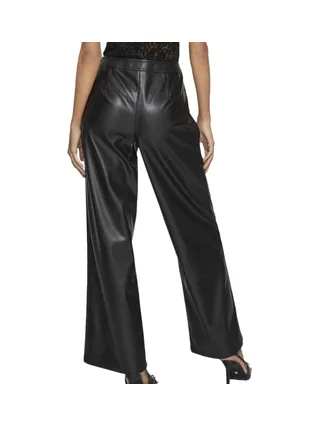 Pantalon Similicuir Noir Femme Vila Vielie Wide 2