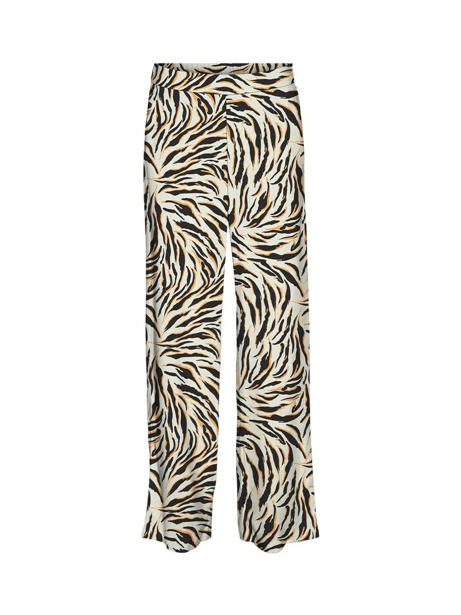 Pantalon Fluide Beige/Noir/Orange à Motifs Femme Vero Moda Easy Joy 2