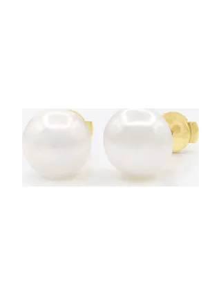 Boucles d'Oreilles Véritables Perles d'Eau Douce Bouton 10-11 mm — Or Jaune 375 Millièmes 1