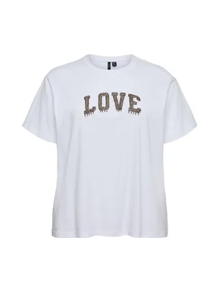 T-Shirt Blanc/Doré Femme Vero Moda Vmloretta 2