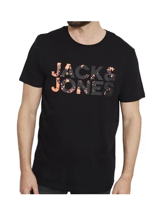 T-shirt Noir/Orange Homme Jack & Jones Plash 1