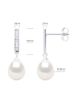 Boucles d'Oreilles Véritables Perles d'Eau Douce Poires 7-8 mm — Argent 925 Millièmes 3