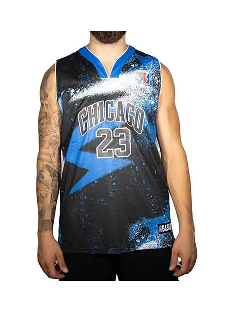 Chicago Maillot de basketball Noir/Bleu Homme Sport Zone 2