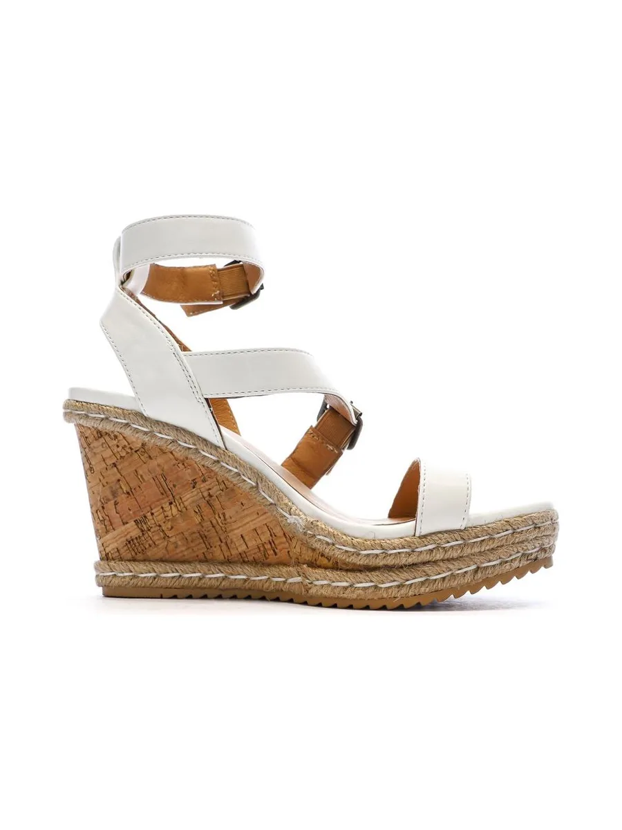 Sandales Compensée Blanches Femme Chattawak Summer Camel 3