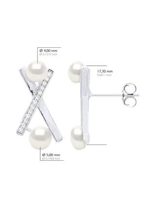 Boucles d'Oreilles Véritable Perle d'Eau Douce Bouton 4-5 mm — Argent 925 Millièmes Rhodié 2