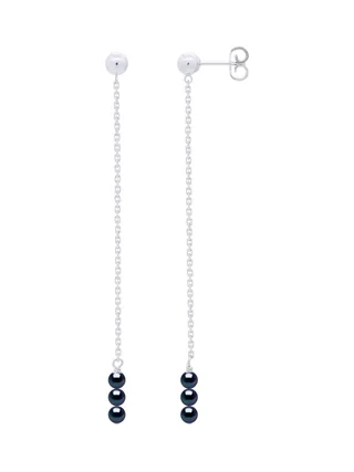 Boucles d'Oreilles Véritables Perles d'Eau Douce Rondes 4-5 mm — Or Blanc 375 Millièmes 1