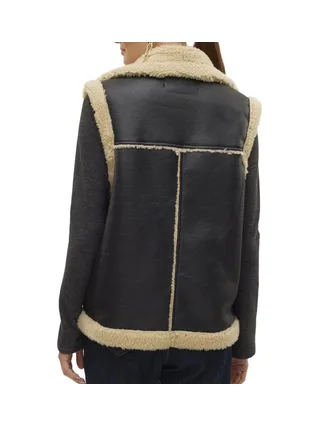 Veste Sans Manches Noir/Écru Femme Vero Moda Waistcoat 2
