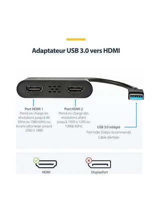 USB to Dual HDMI Adapter - 4K 6