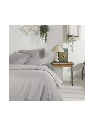 Parure de Lit unie en coton gris mastic Today 220x240 1