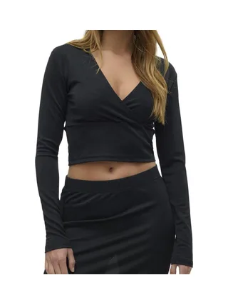 T-Shirt Manches Longues à Paillettes Noir Femme Vero Moda Kanva 1