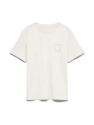 T-shirt Blanc à strass Femme Vero Moda Vmforie 2