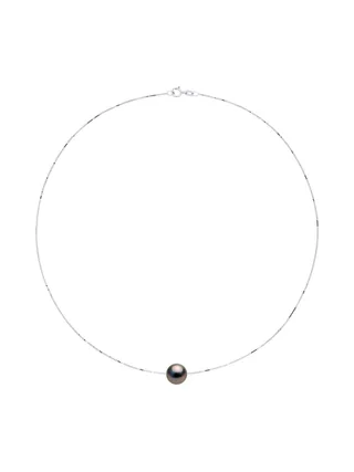 Collier Maille Vénitienne Véritable Perle de Tahiti Ronde 10-11 mm — Or Blanc 750 Millièmes — 42 cm 3