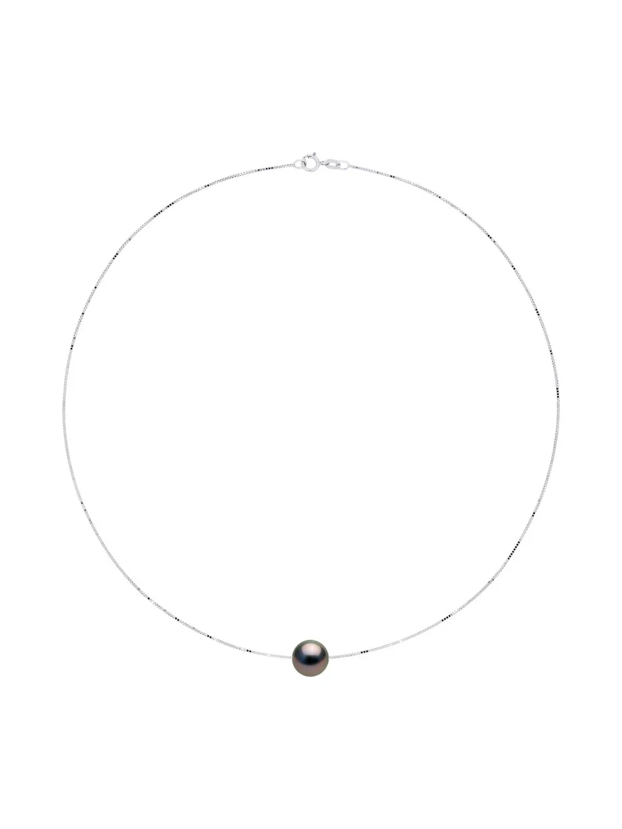Collier Maille Vénitienne Véritable Perle de Tahiti Ronde 10-11 mm — Or Blanc 750 Millièmes — 42 cm 3