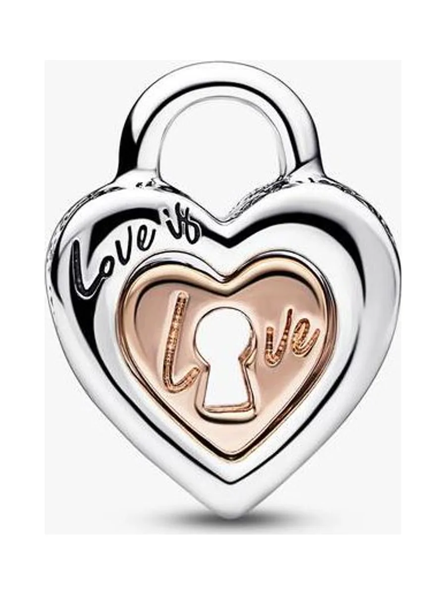 Pandora - Charm Bicolore Padlock Splittable Heart 3