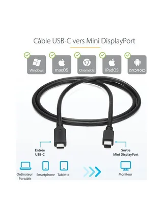 Cable USB C to Mini DisplayPort 1m/3ft 8