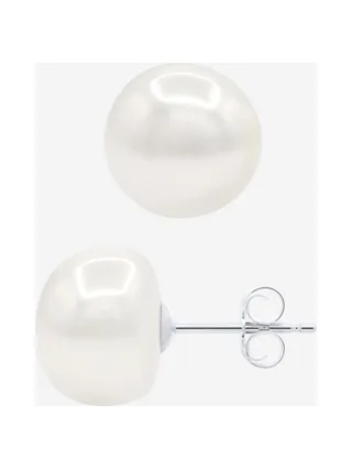 Boucles d'Oreilles Véritables Perles d'Eau Douce Baroques 10-11 mm — Argent 925 Millièmes 5